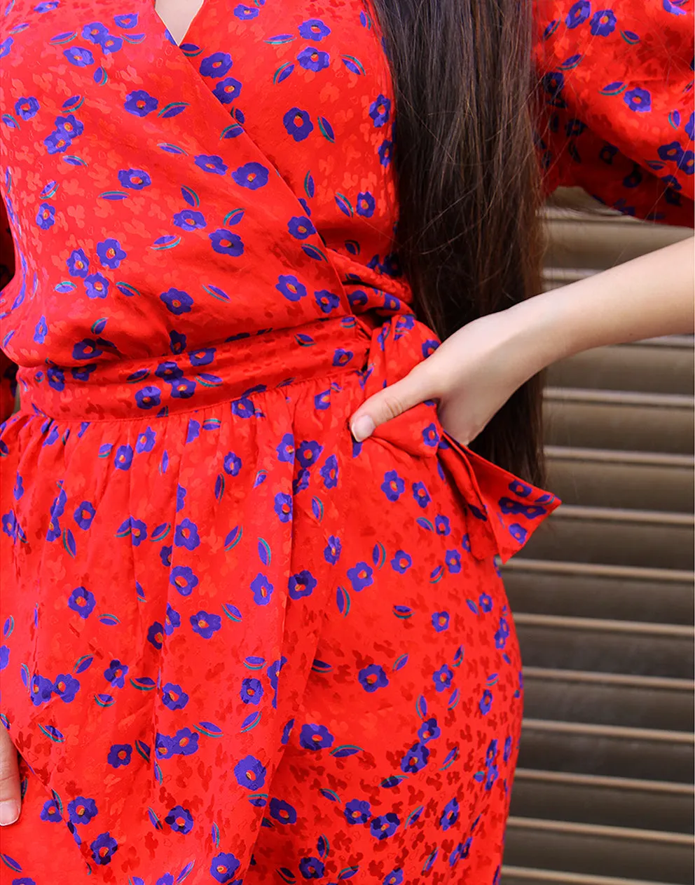 Red Silk Wrap Dress