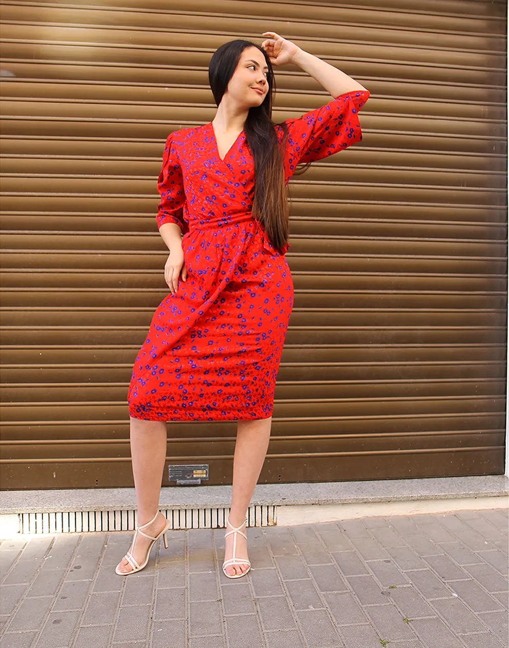 Red Silk Wrap Dress