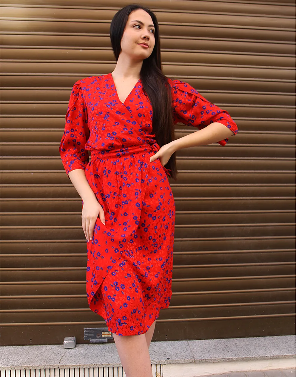 Red Silk Wrap Dress