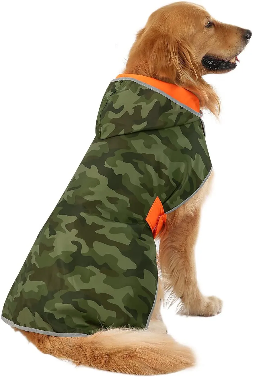 Reversible Dog Raincoat Hooded Slicker