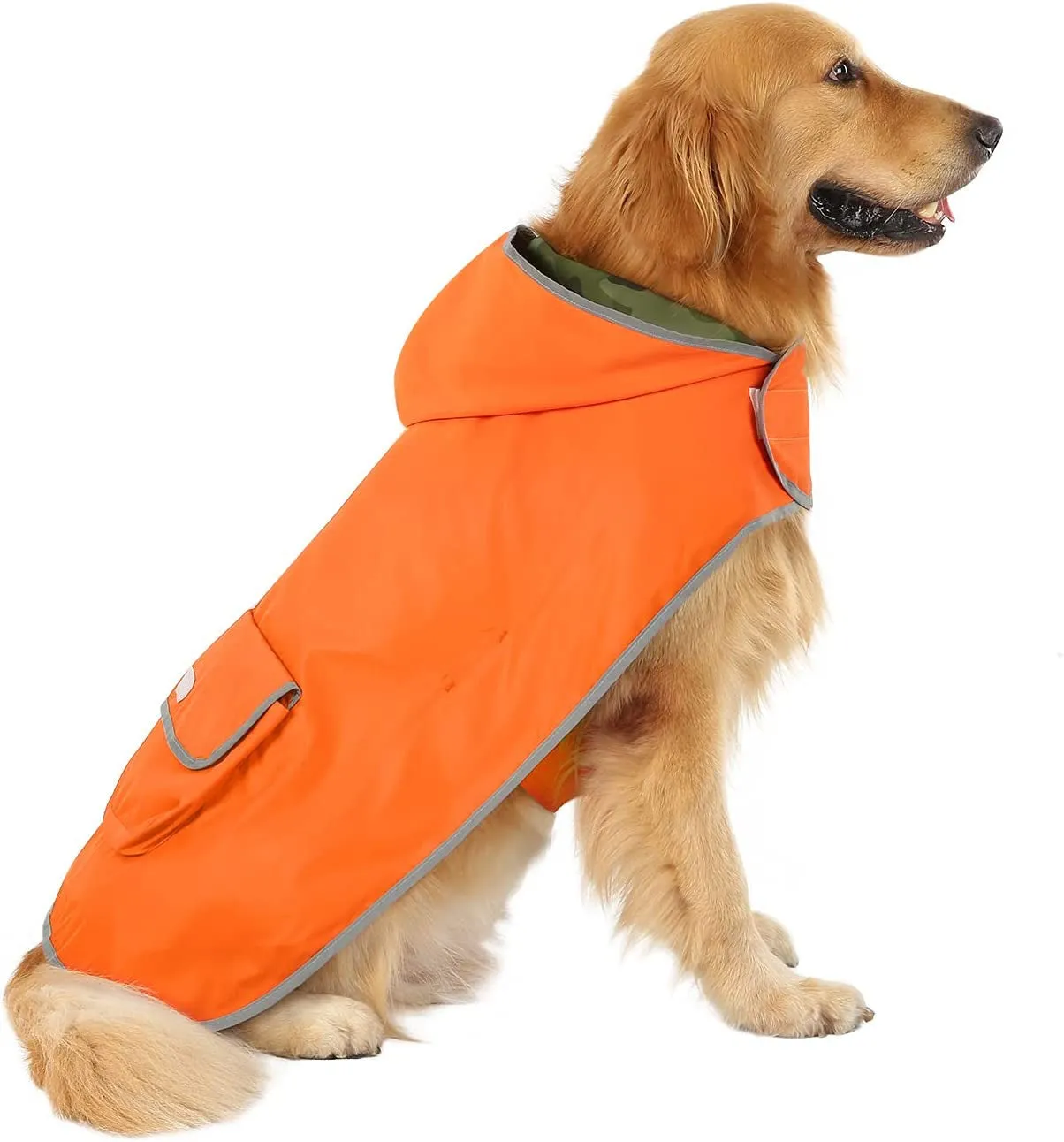 Reversible Dog Raincoat Hooded Slicker