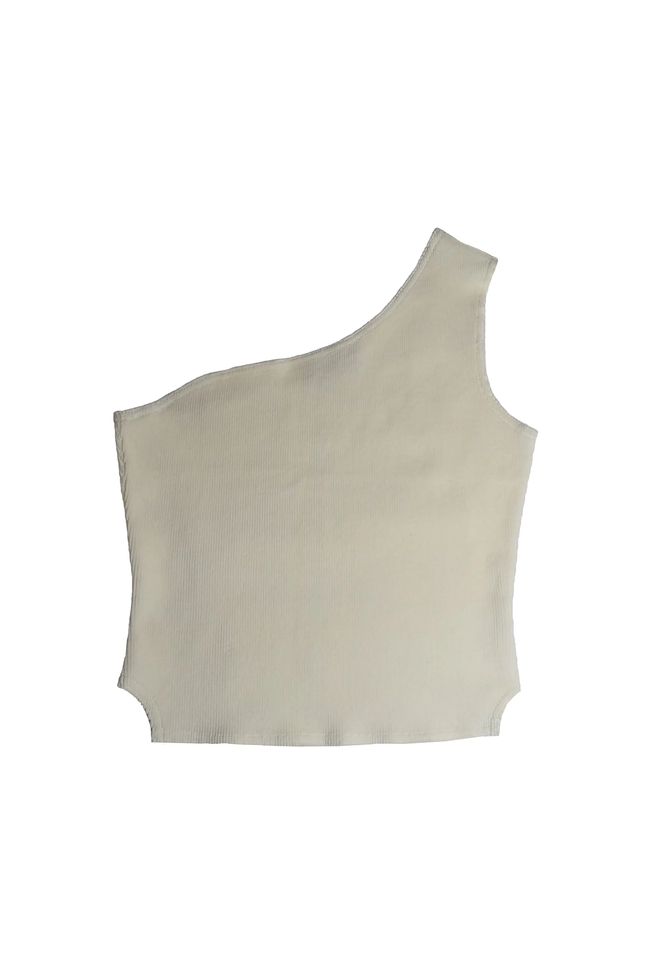 Rib Cotton Velvet Godet Asymmetric Top Ivory