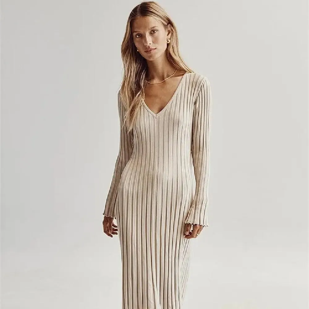 Ribbed Long Sleeve Maxi Dress