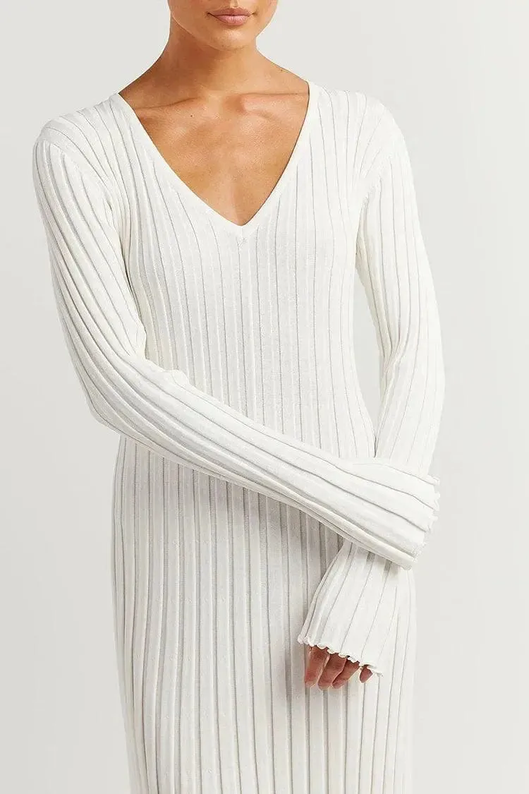 Ribbed Long Sleeve Maxi Dress