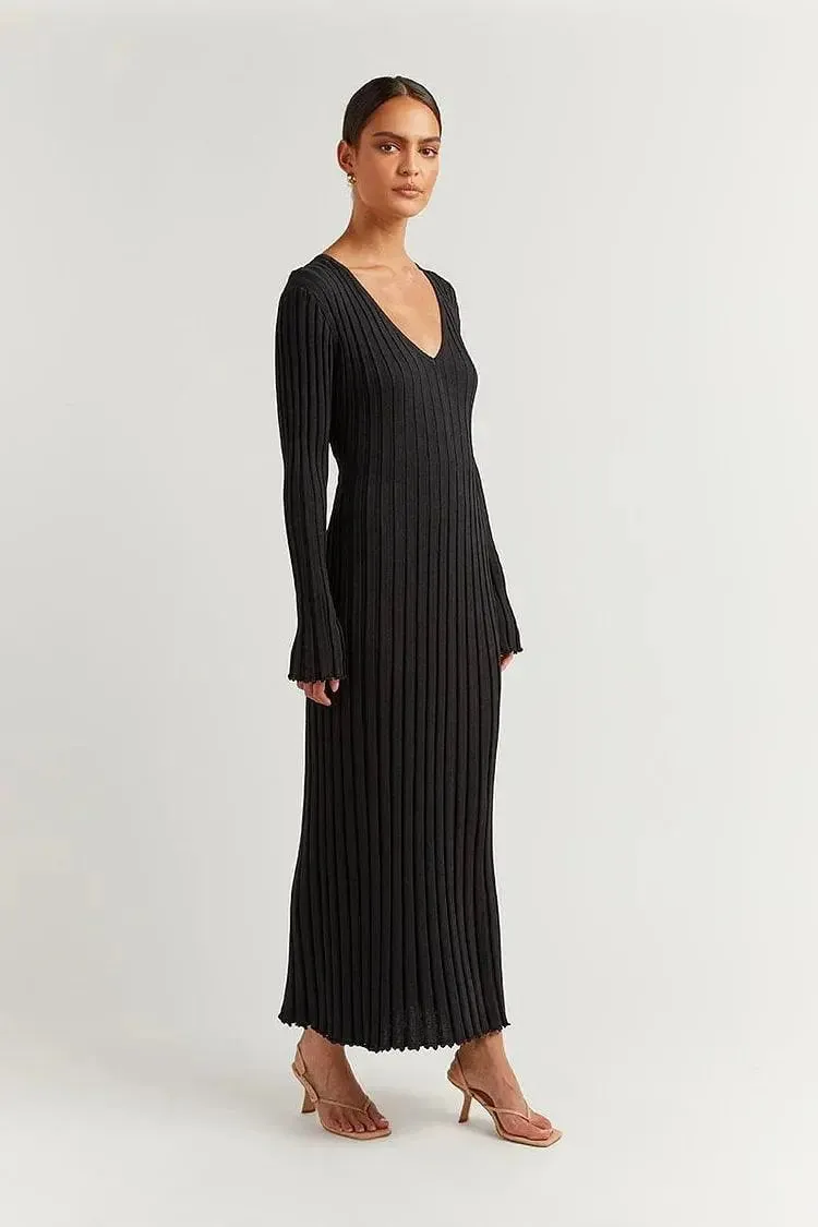 Ribbed Long Sleeve Maxi Dress