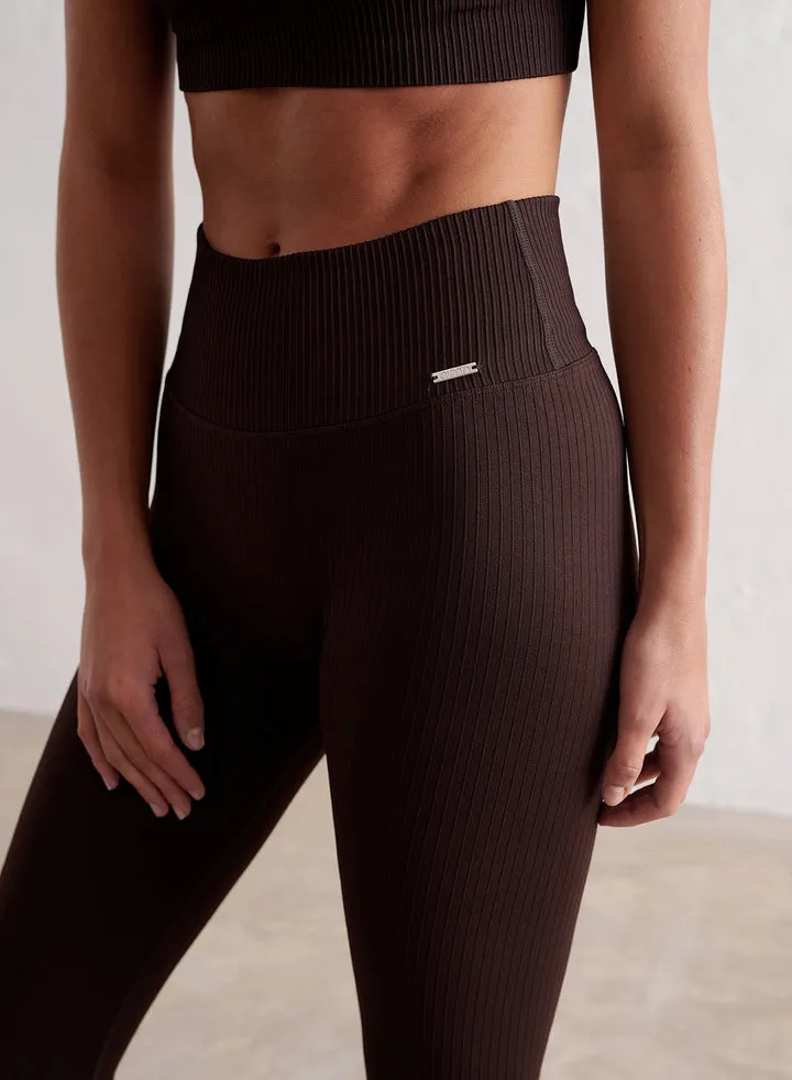 Ribbed Seamless Tights | Cacao