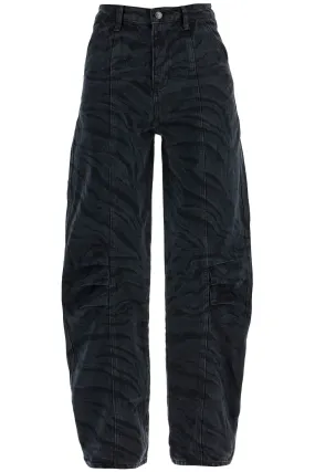 Rotate Animal Print Barrel Jeans