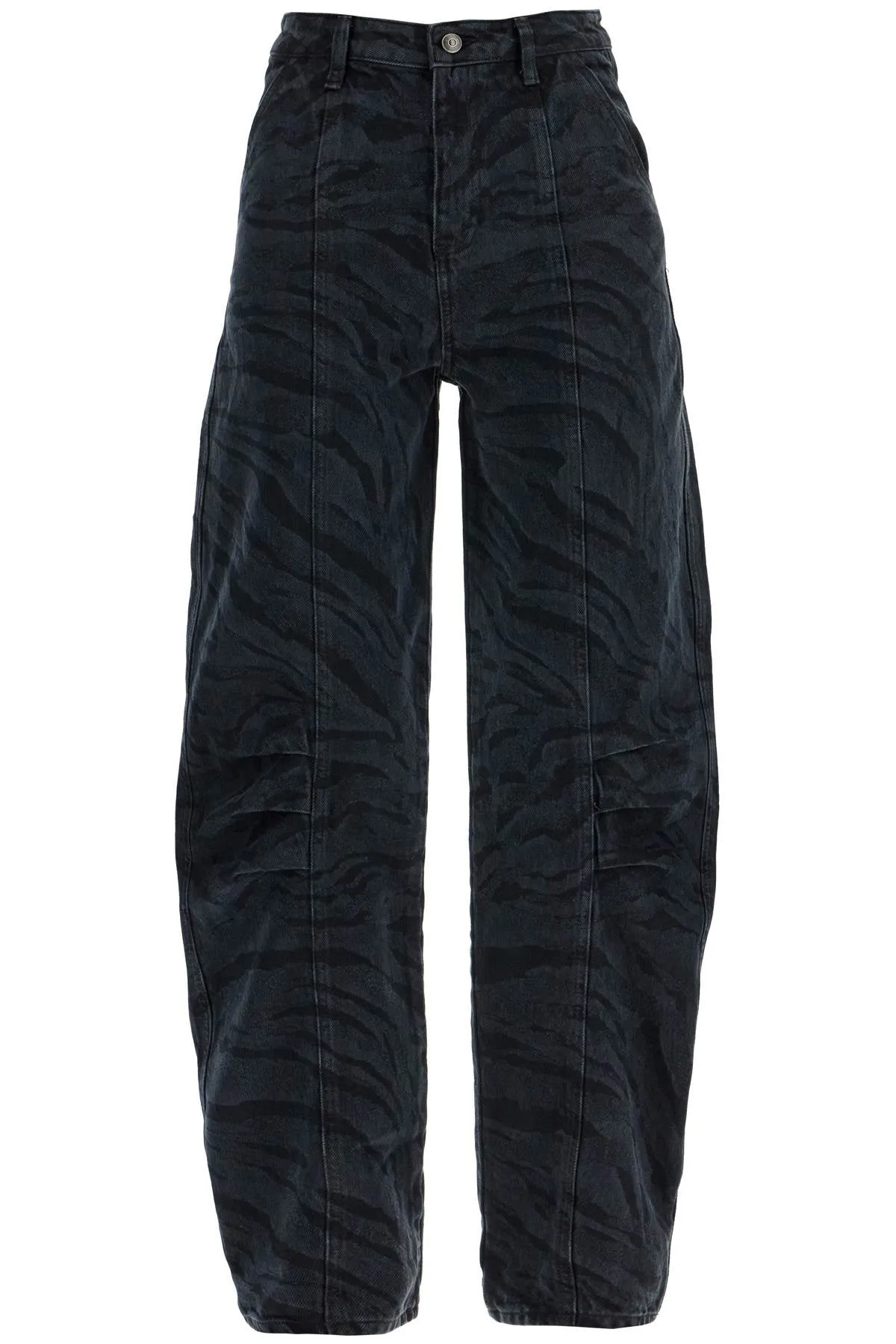 Rotate Animal Print Barrel Jeans