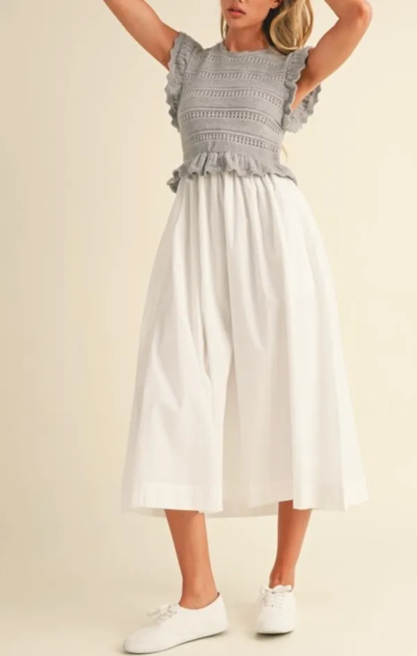 Ruffle Sleeve Knit and Woven Maxi