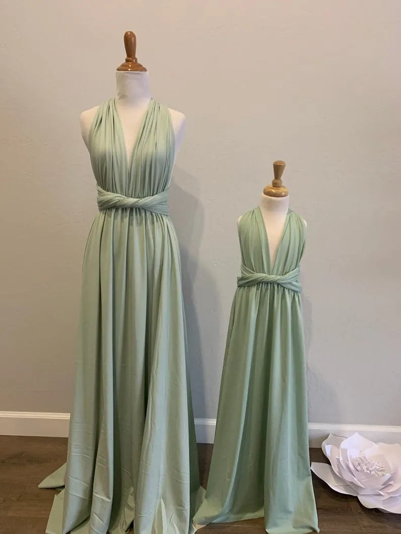 Sage Infinity Dress/ Wrap Convertible Bridesmaid Dress-H7