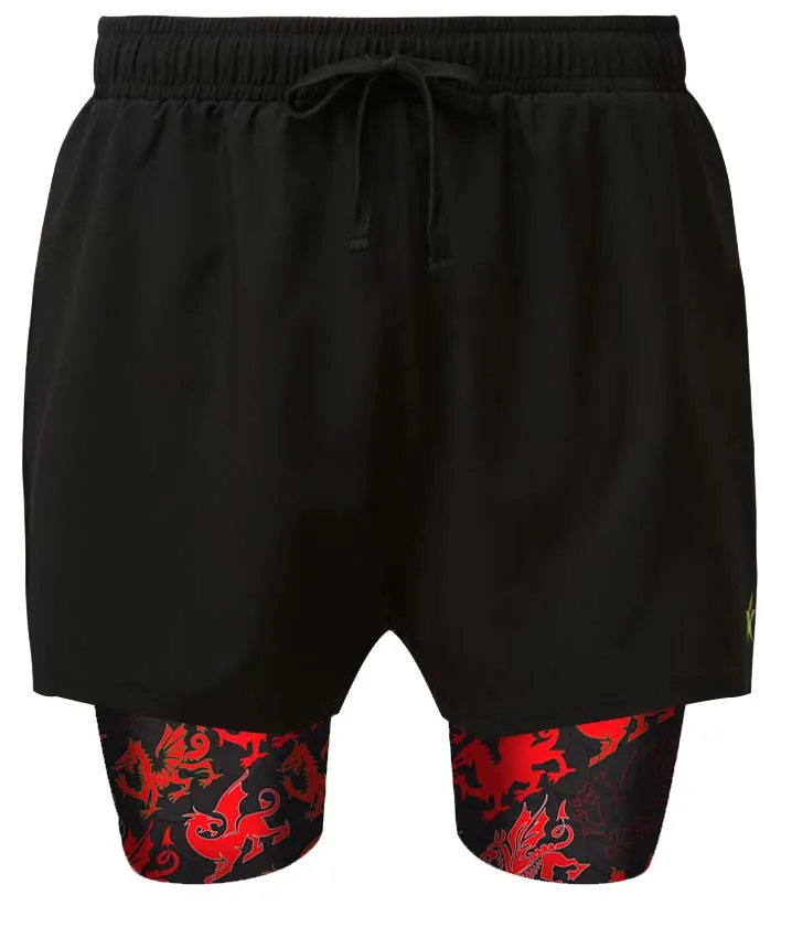 Sale 2 in 1 Double Layer Ultra Shorts | Red Dragon