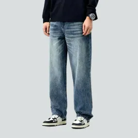 Sanded men's medium-wash jeans