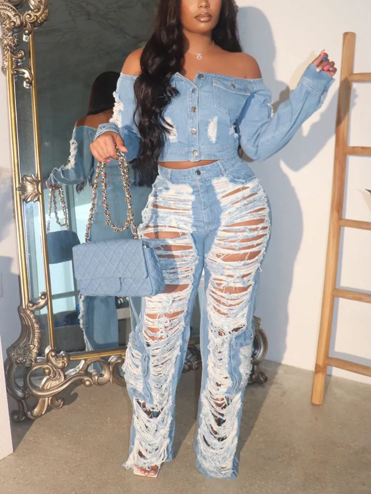 Sexy Distressed Destroyed Ripped Jeans