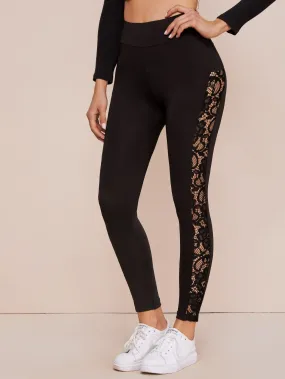 Sexy Plain Sheer Cropped Women Leggings