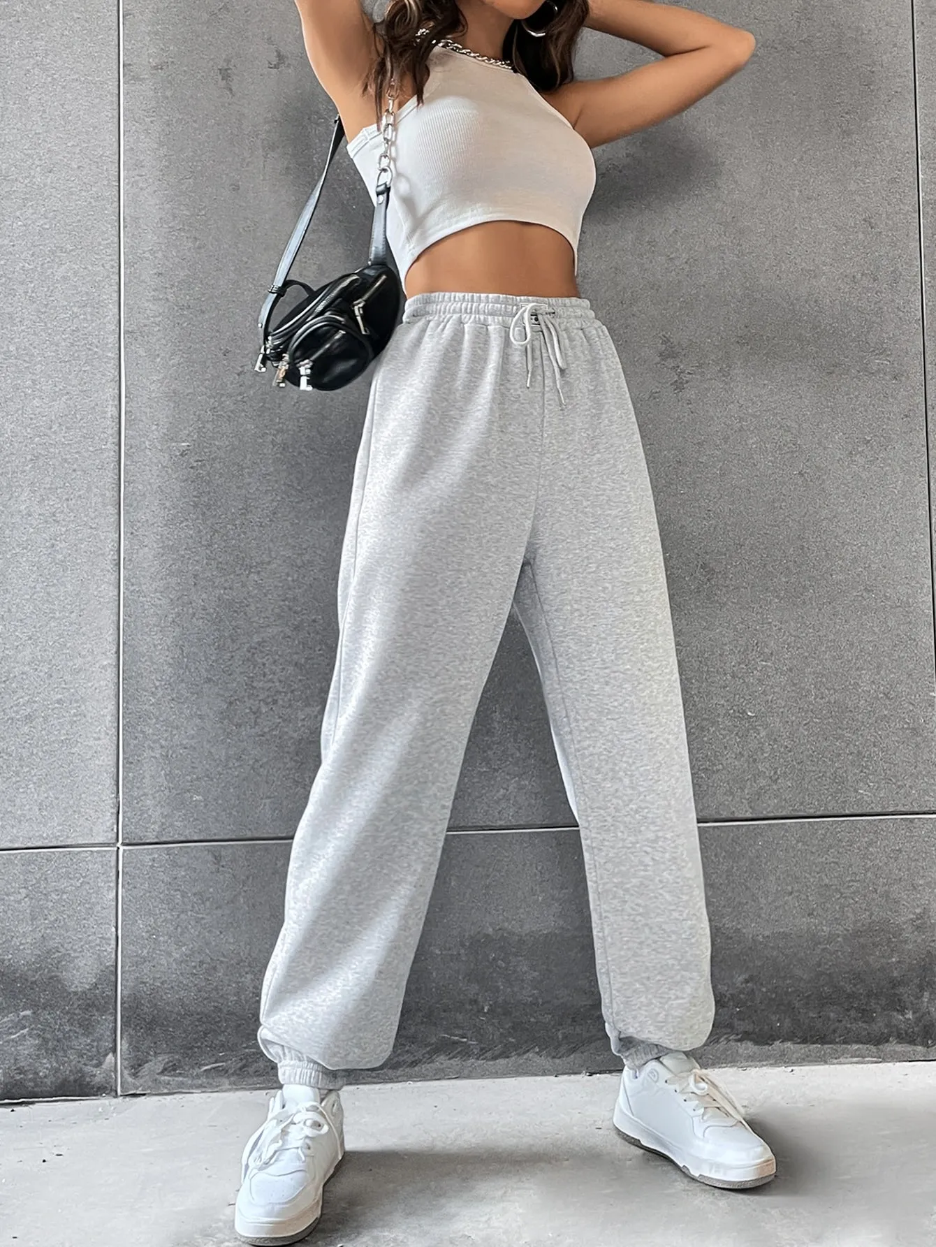 SHEIN EZwear Solid Drawstring Waist Sweatpants