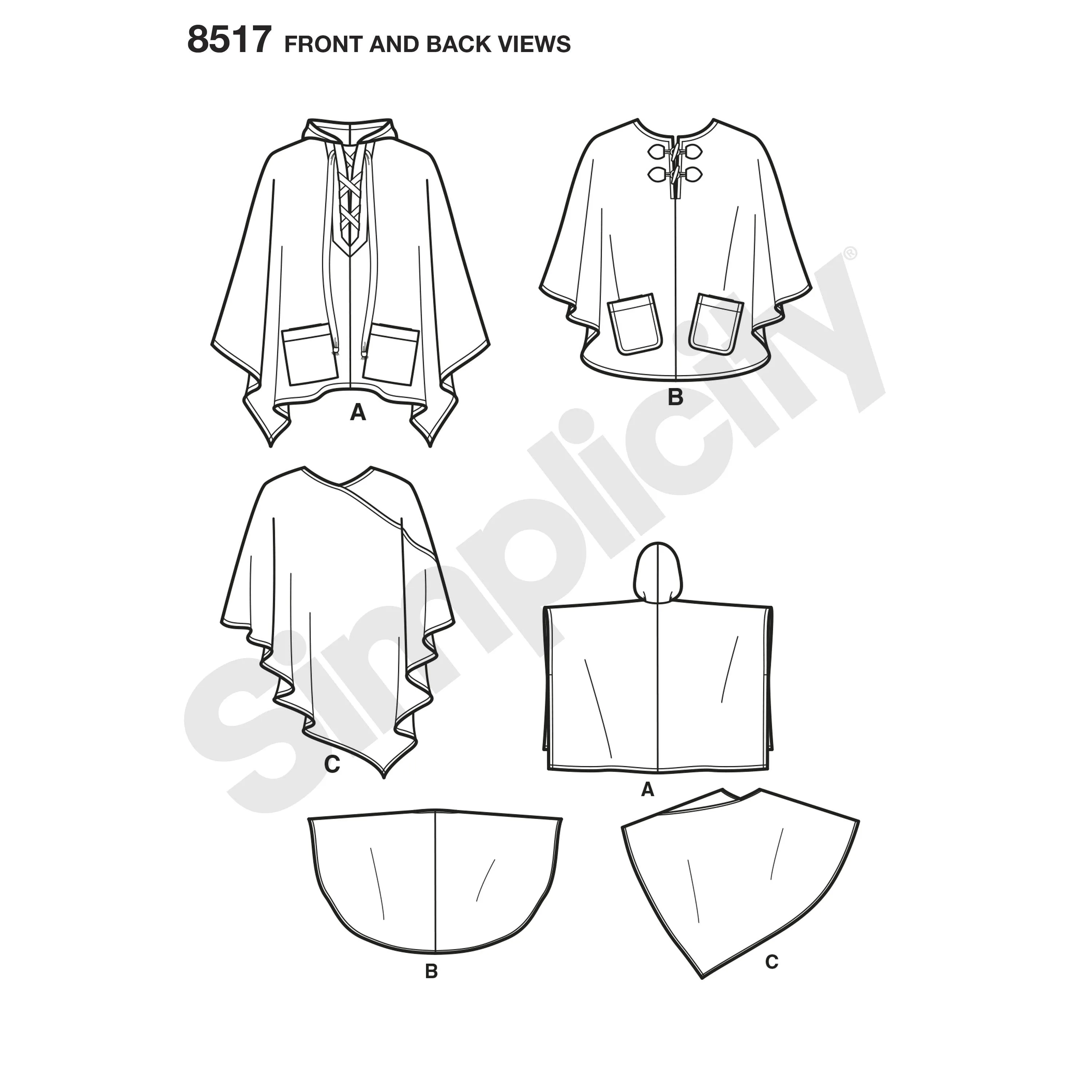 Simplicity Pattern 8517 misses set of ponchos