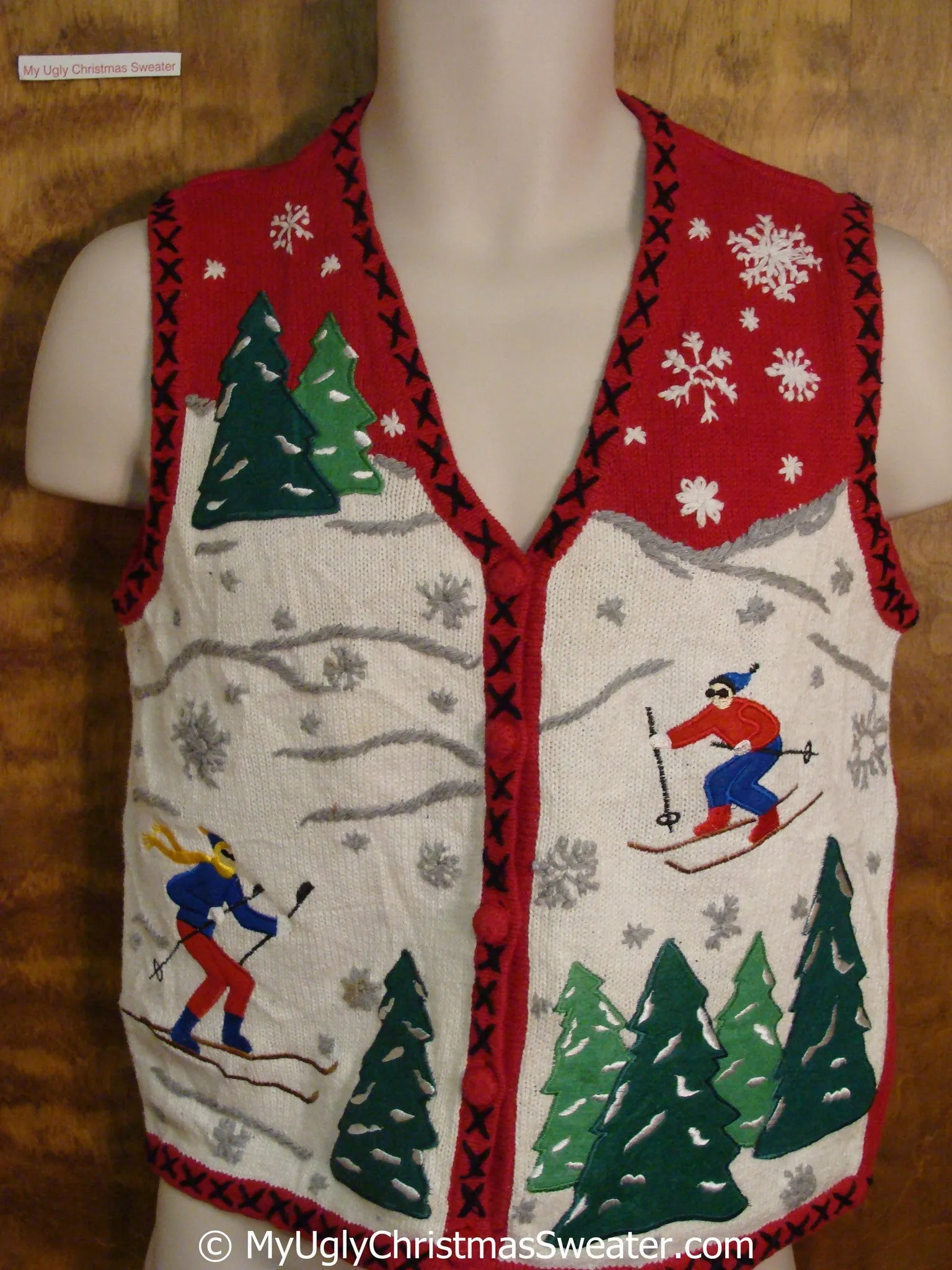 Skiing in a Winter Wonderland Christmas Sweater Vest