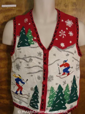 Skiing in a Winter Wonderland Christmas Sweater Vest