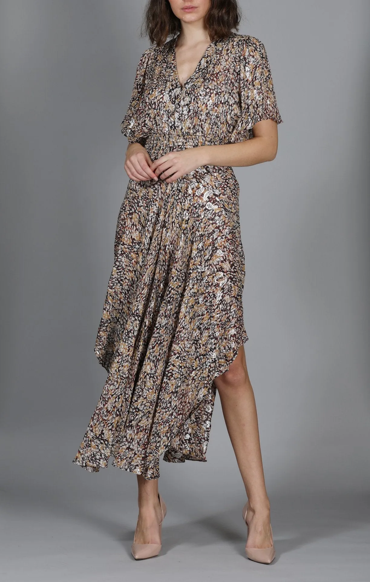 Smocked Lurex Jacquard Dress