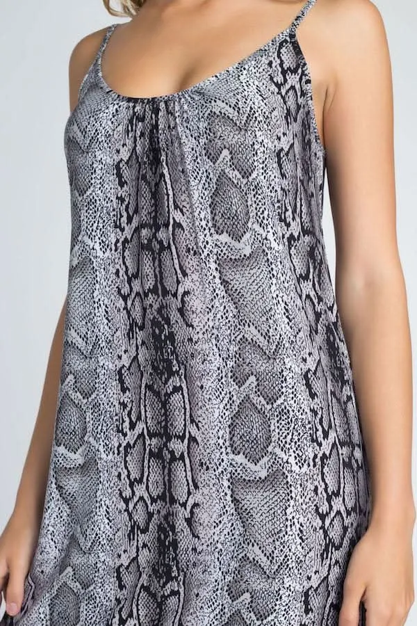 Snakeskin Chic Flowy Maxi Tank Dress for Women