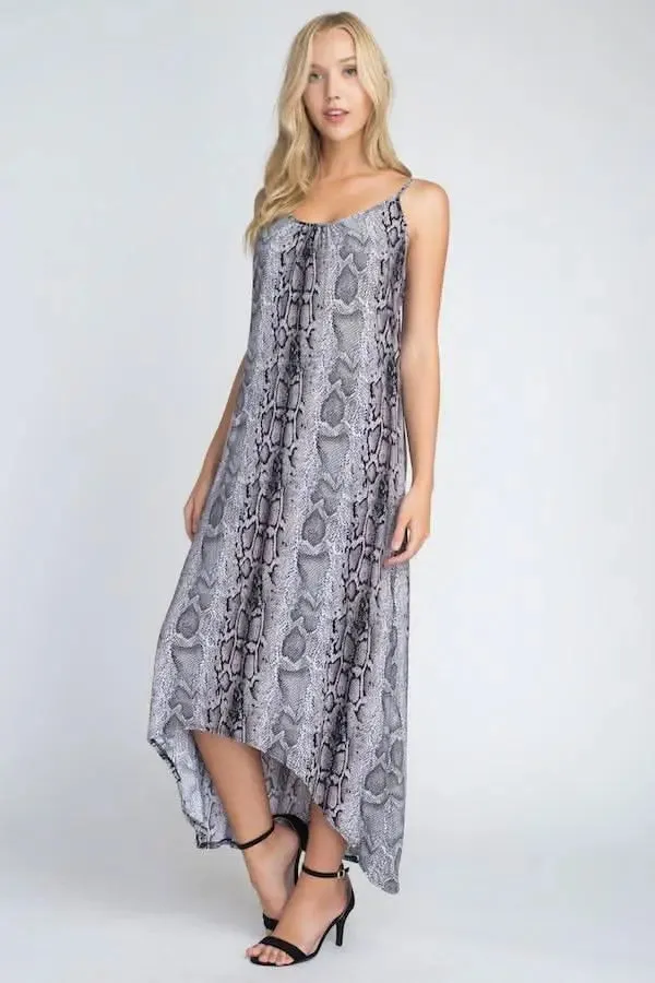 Snakeskin Chic Flowy Maxi Tank Dress for Women