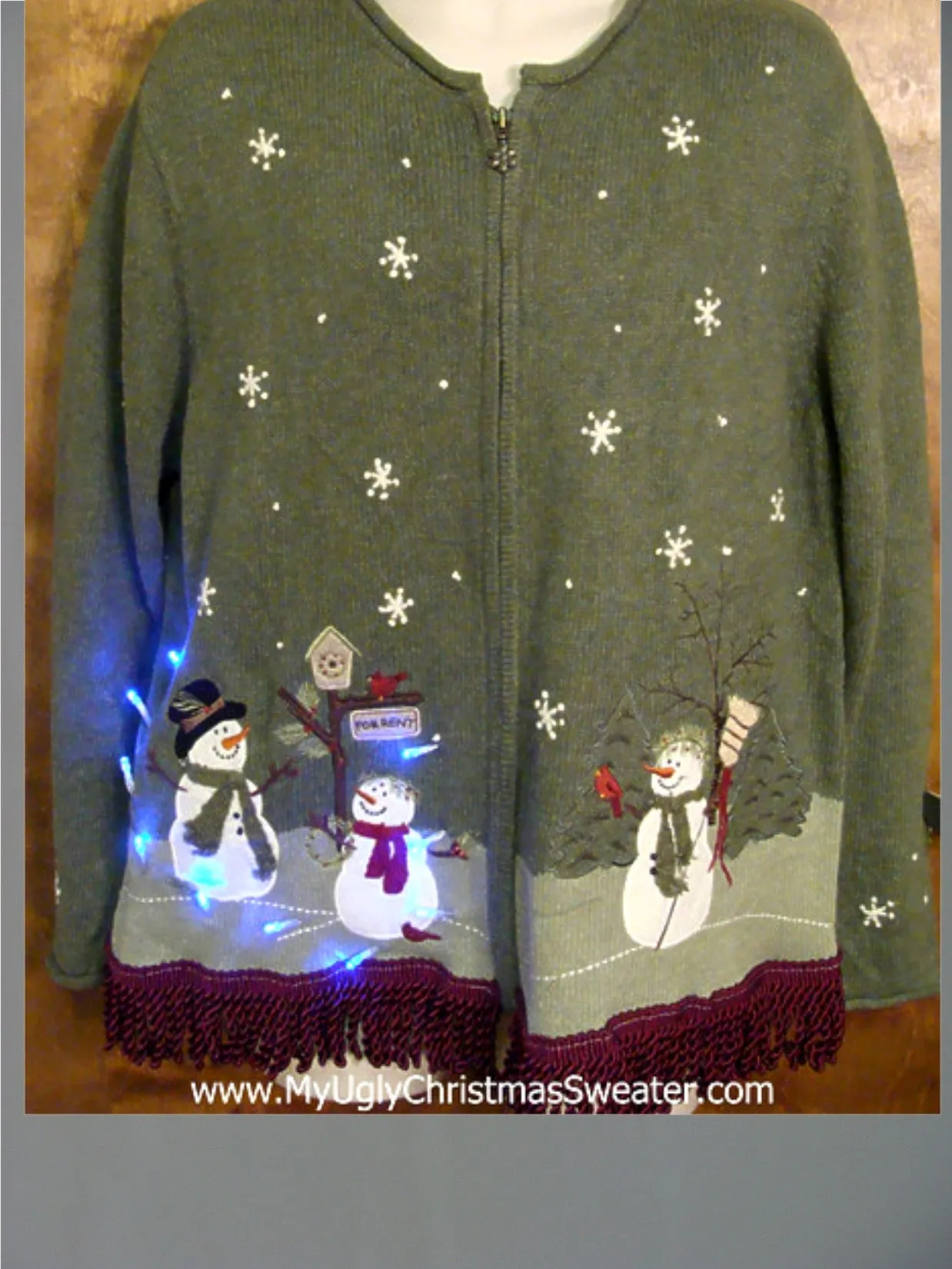 Snowmen Firends Themed Light Up Ugly Xmas Sweater