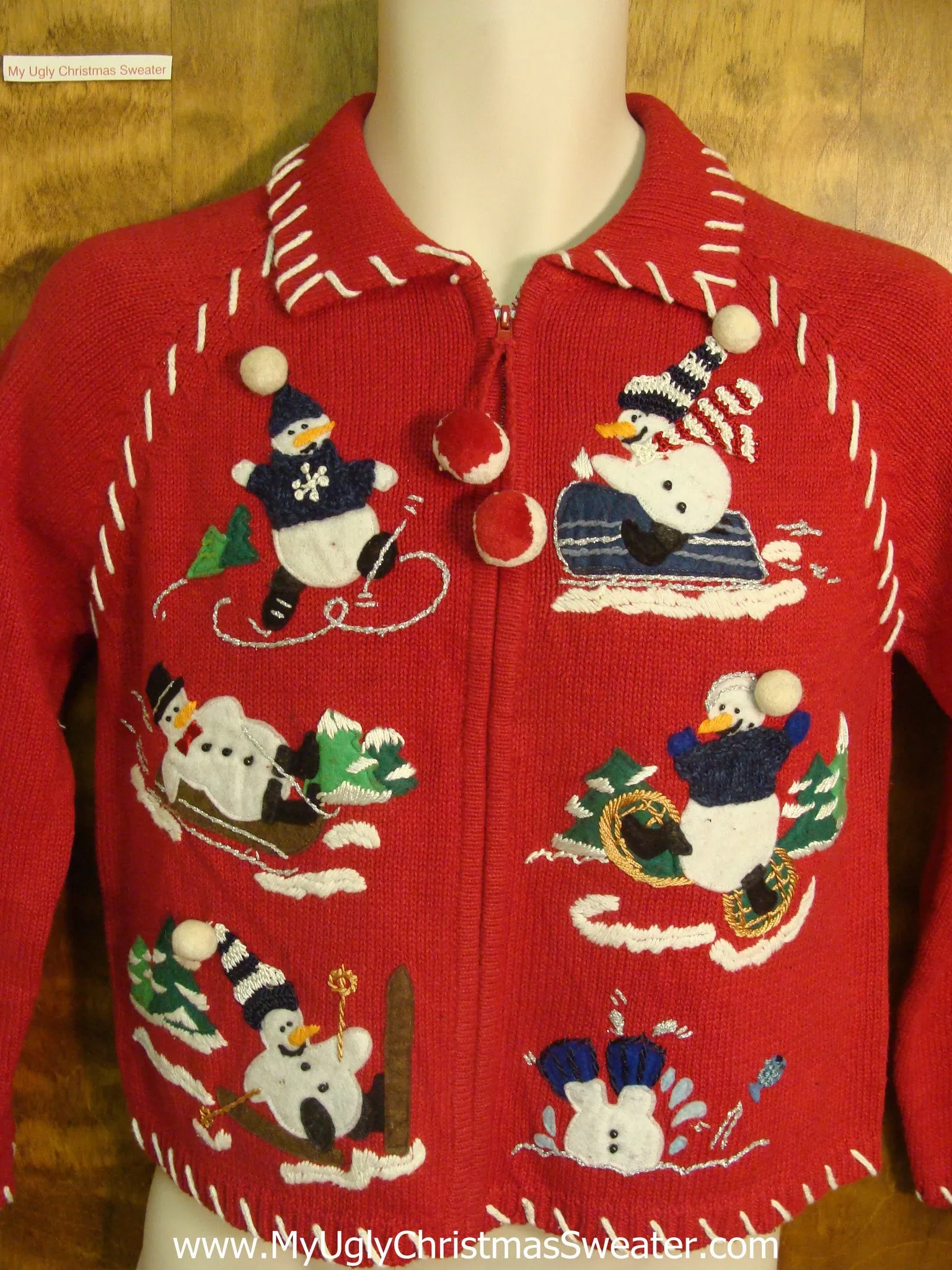 Snowmen Playing Outside Ugly Xmas Sweater