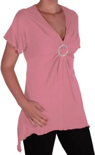 Solange Asymmetrical Short Sleeve V Neck Top