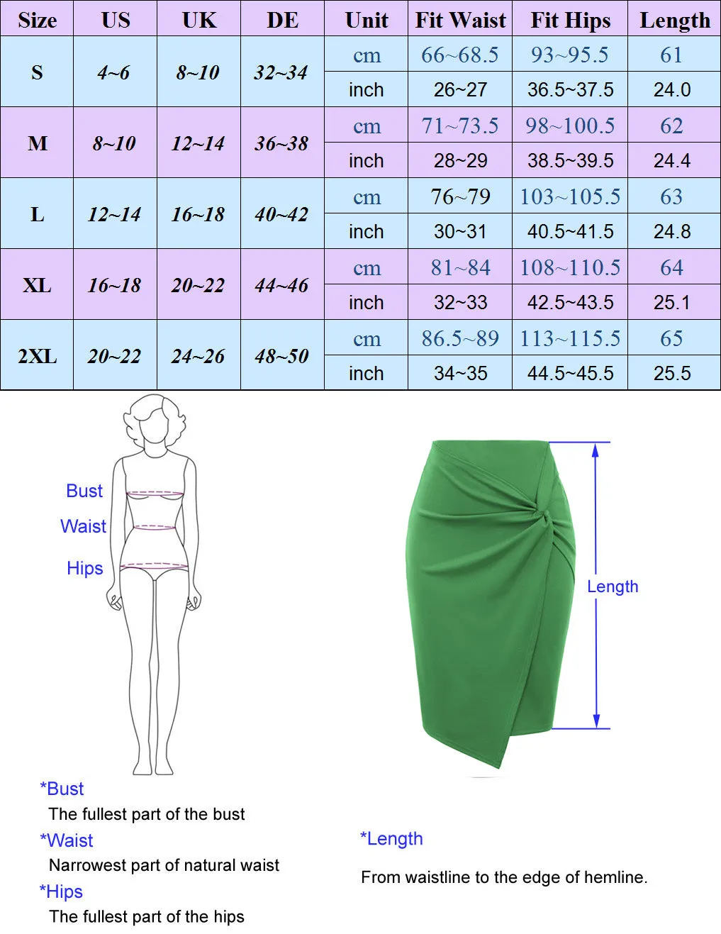 Solid Color Asymmetrical Wrap Front Stretchy Bodycon Pencil Skirt