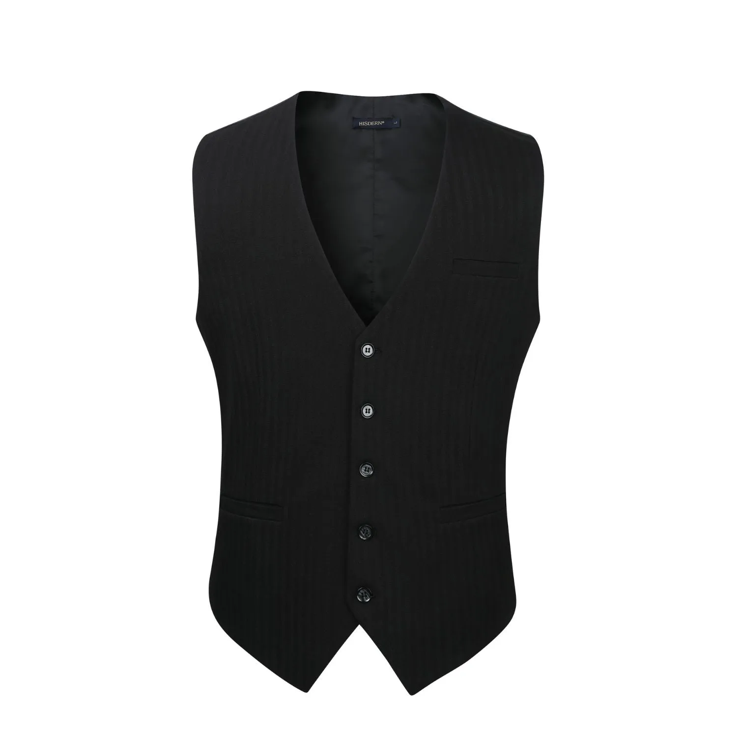 Solid Slim Suit Vest - 1-BLACK