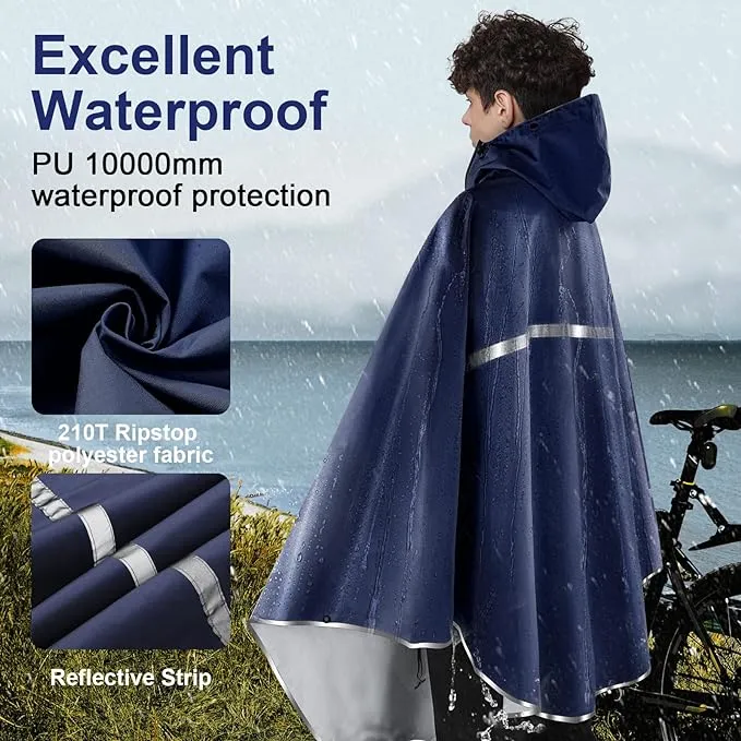 SOPPY Waterproof Rain Poncho Bike Bicycle Rain Poncho Cycling Rain Cape Lightweight Compact Reusable for Men Women Adults