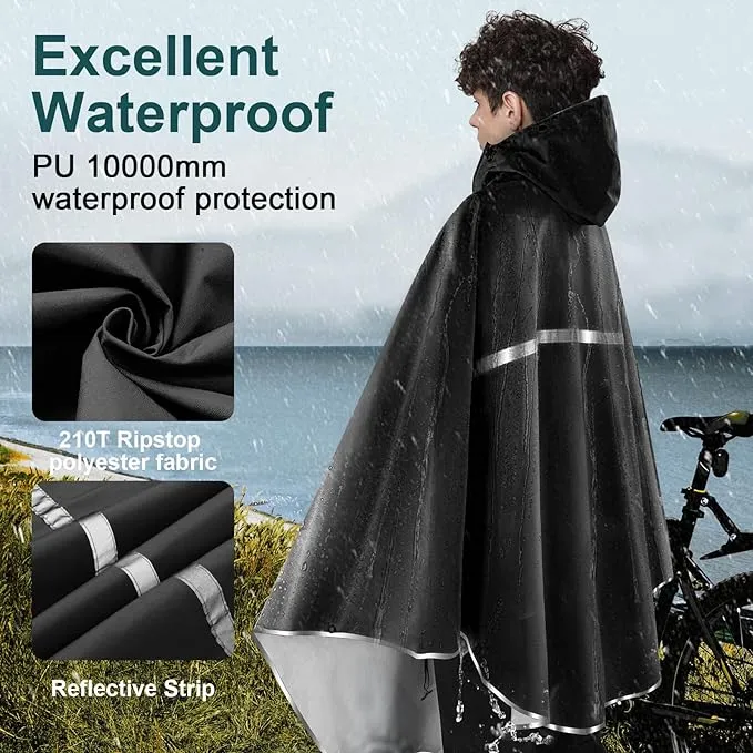 SOPPY Waterproof Rain Poncho Bike Bicycle Rain Poncho Cycling Rain Cape Lightweight Compact Reusable for Men Women Adults