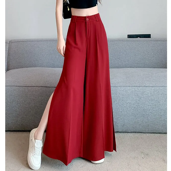 Split Loose Wide-Leg Casual High-Waist Pants