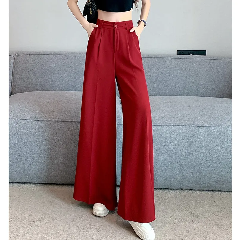 Split Loose Wide-Leg Casual High-Waist Pants