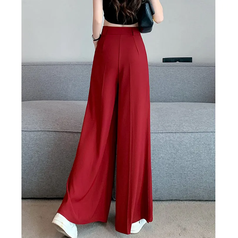 Split Loose Wide-Leg Casual High-Waist Pants