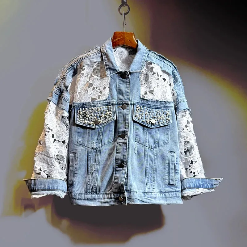 Spring Fling Lace Denim Coat