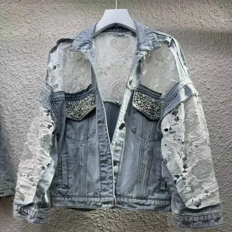 Spring Fling Lace Denim Coat