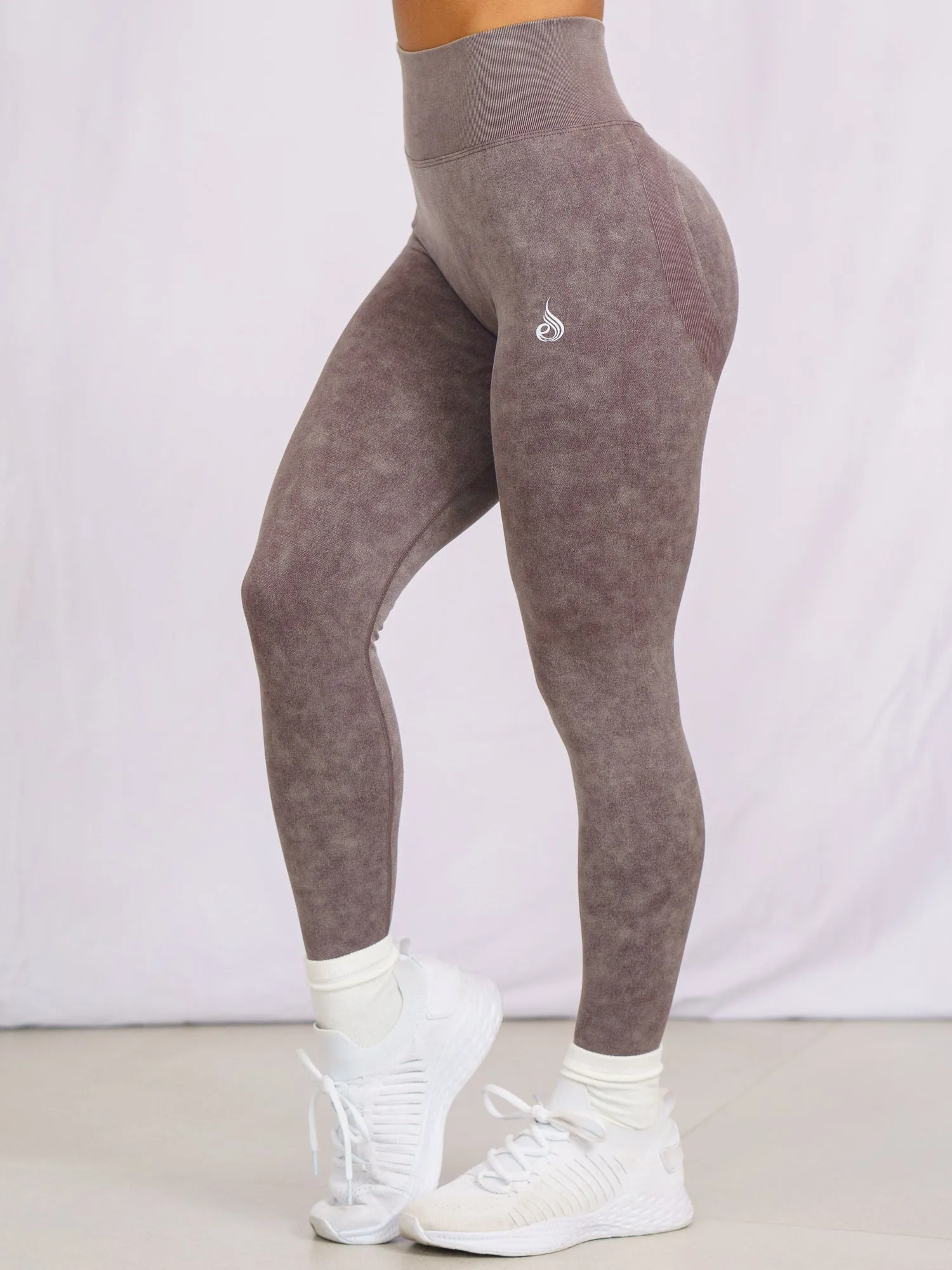 Stonewash Scrunch Seamless Leggings - Chocolate Stonewash