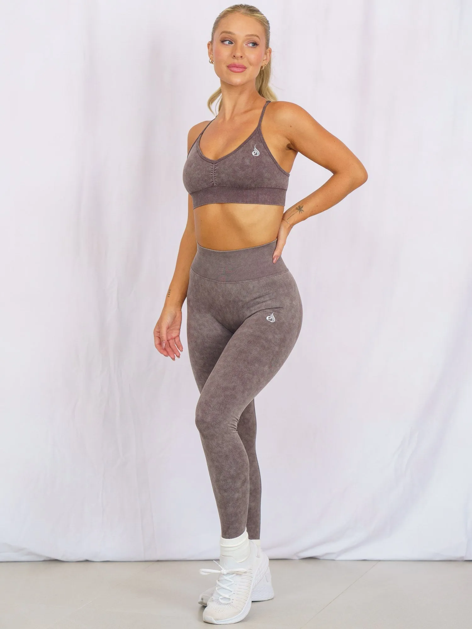 Stonewash Scrunch Seamless Leggings - Chocolate Stonewash