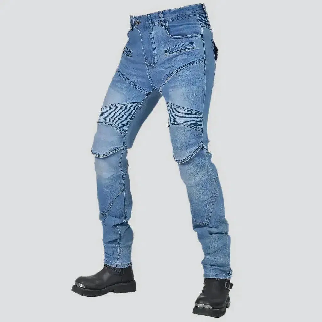 Stonewashed moto jeans
 for men