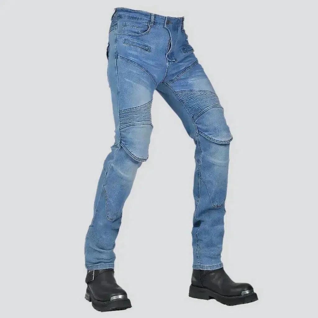 Stonewashed moto jeans
 for men