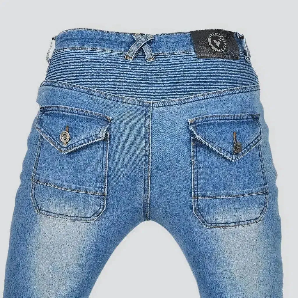 Stonewashed moto jeans
 for men