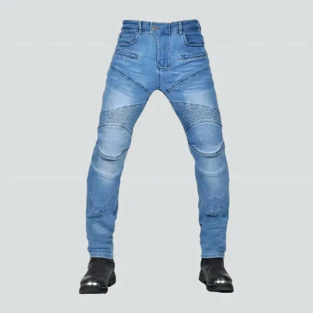 Stonewashed moto jeans
 for men