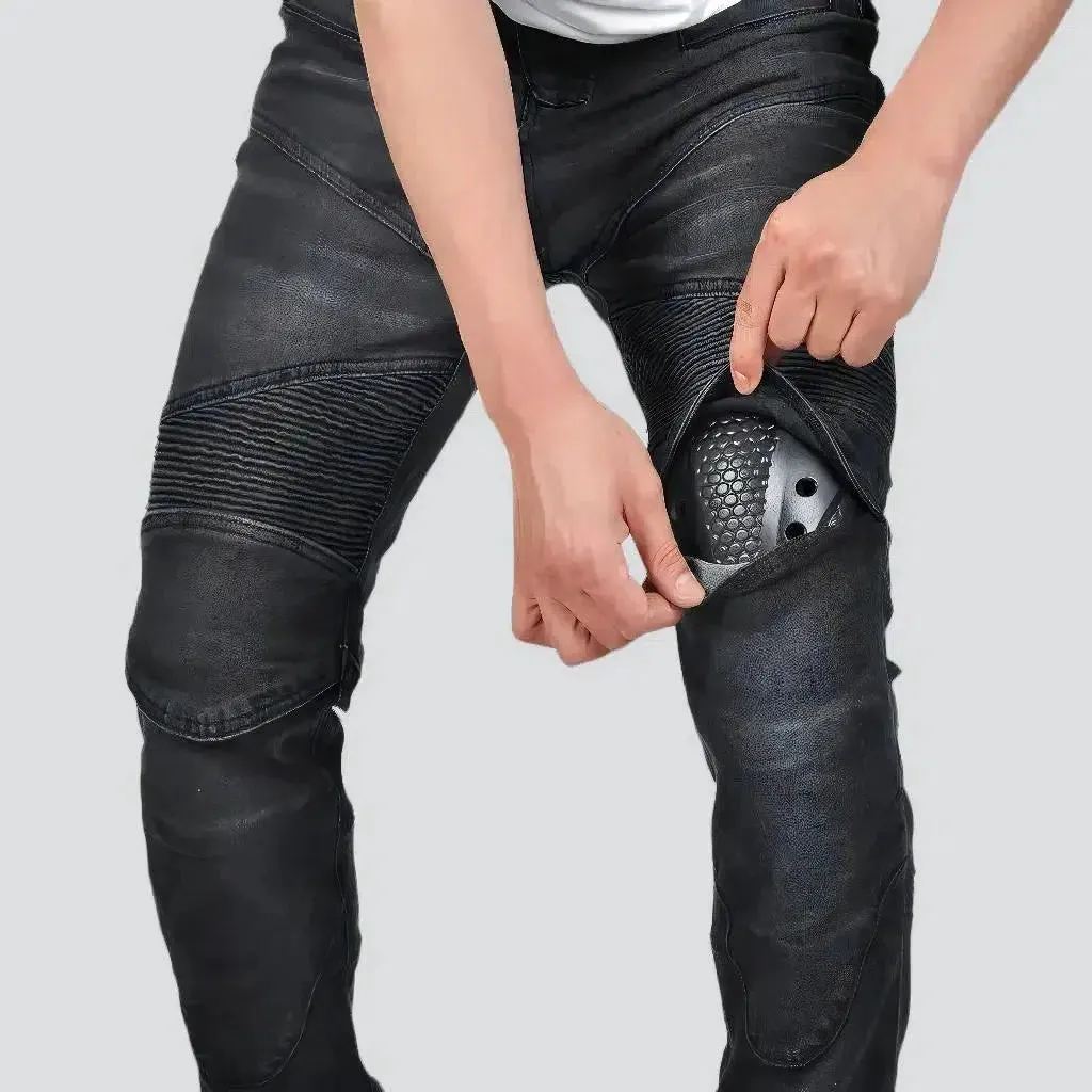 Stonewashed moto jeans
 for men