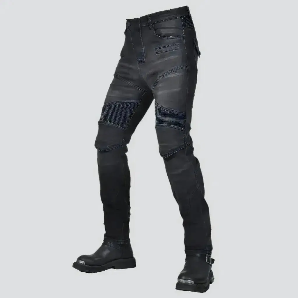 Stonewashed moto jeans
 for men