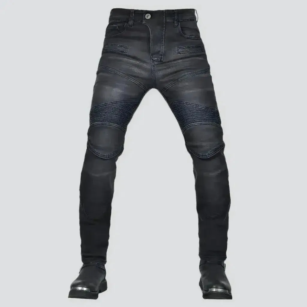 Stonewashed moto jeans
 for men