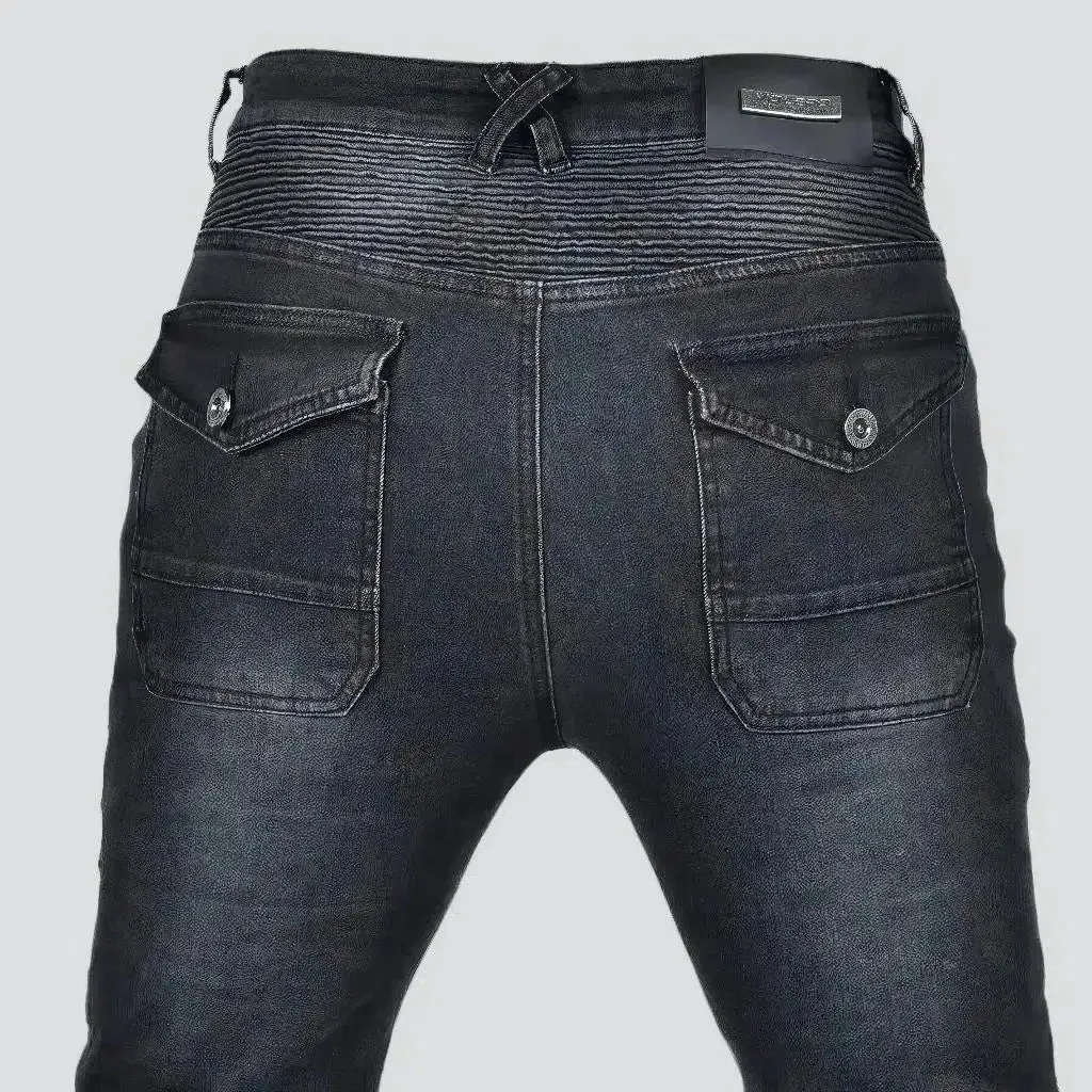 Stonewashed moto jeans
 for men