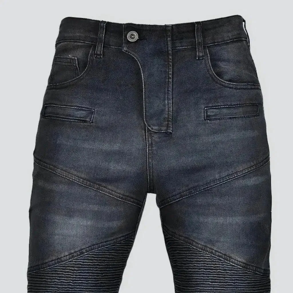 Stonewashed moto jeans
 for men