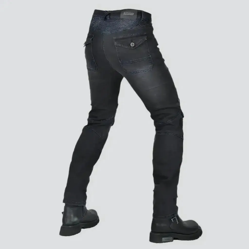 Stonewashed moto jeans
 for men