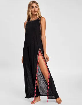 Tassel Slit Dress - Black